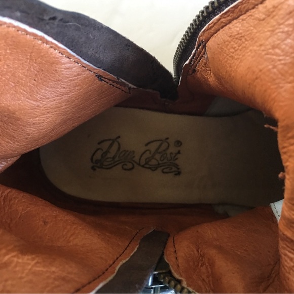 Vintage Dan Post Anise Flower Embroidered Western Harness Boots - Picture 8 of 8